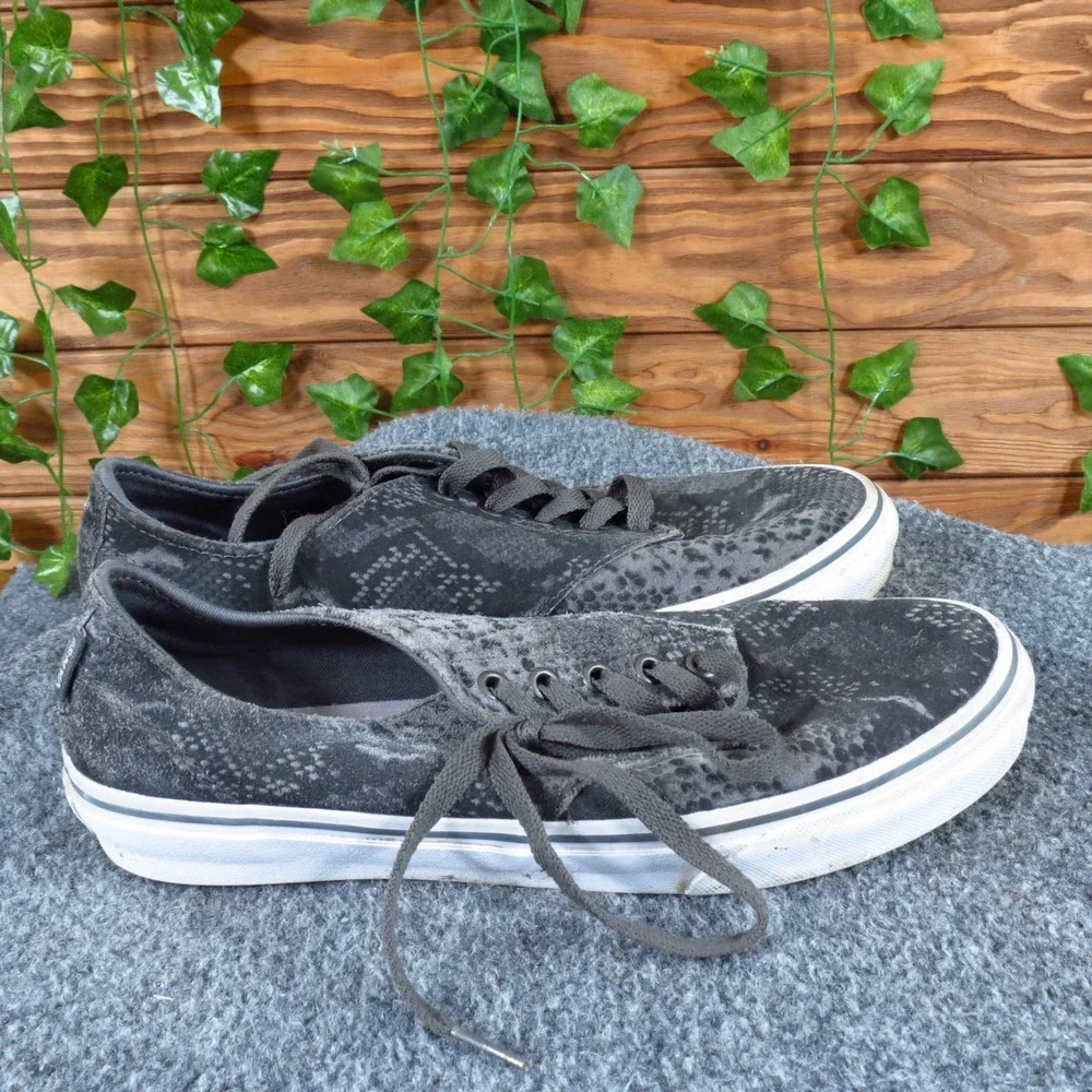 Vans Camden Stripe Women Athletic Shoe Size 8.5 Casual Skate Black Snake Leather